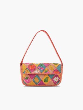 Viral Beaded Shoulder Bag by America and Beyond Citrus Burst Coral Multi NWT